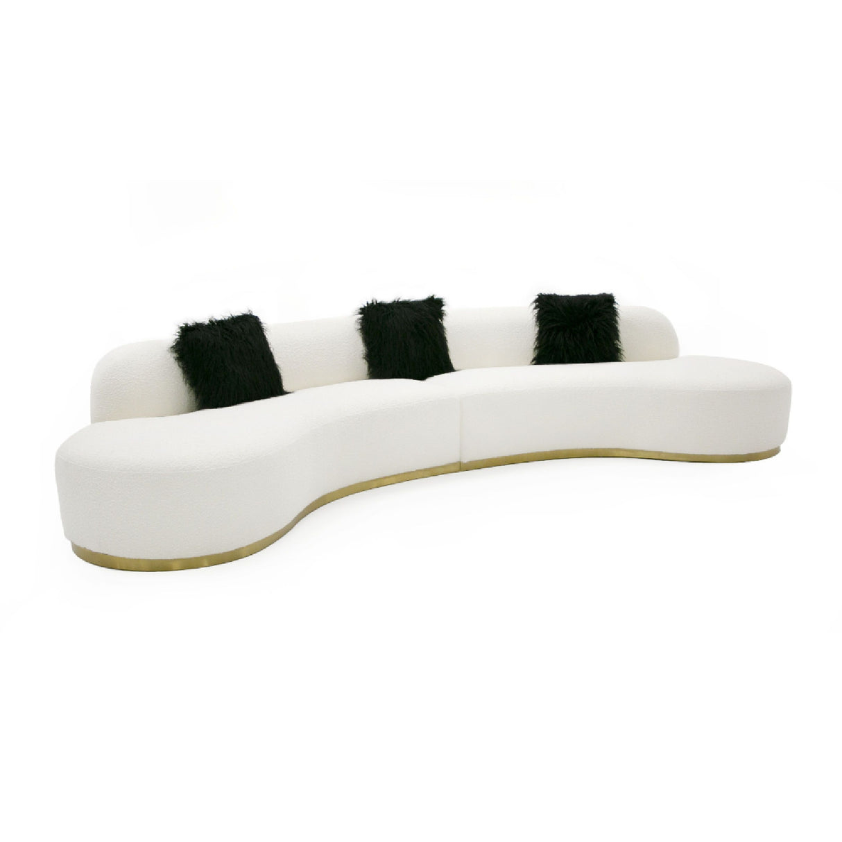 White Curved Sofa with Black Pillows | Oroa.com