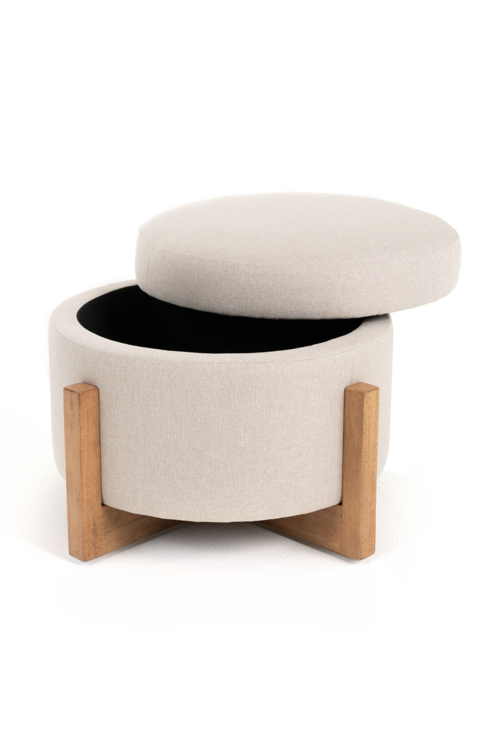 Beige Linen Storage Ottoman | Oroa.com