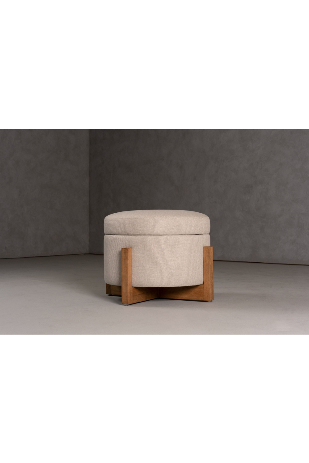 Beige Linen Storage Ottoman | Oroa.com