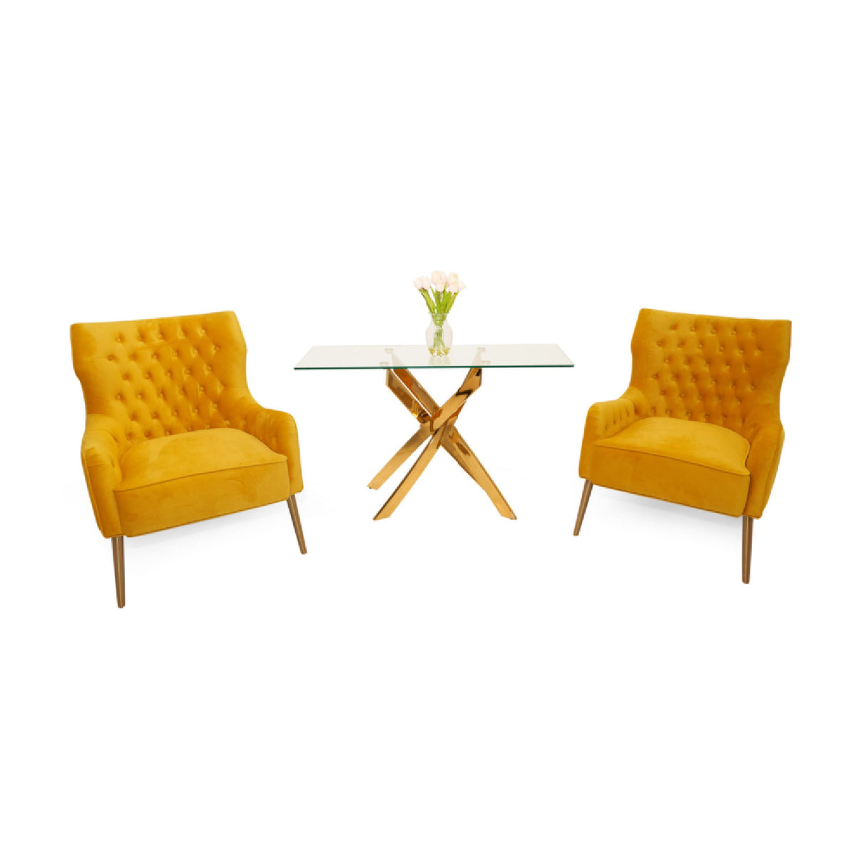 Yellow Velvet Tufted Accent Chair | Oroa.com