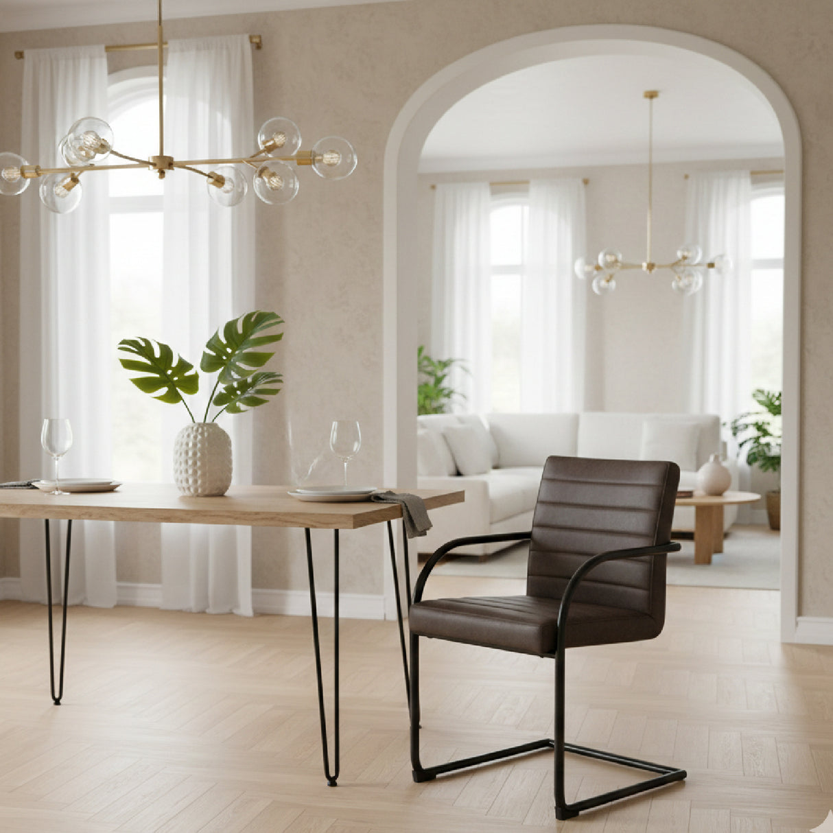 Vegan Leather Cantilevered Dining Chair | Oroa.com