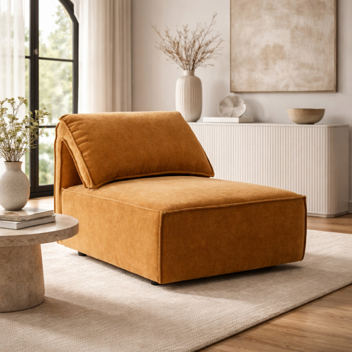 Orange Armless Sectional Sofa | Oroa.com