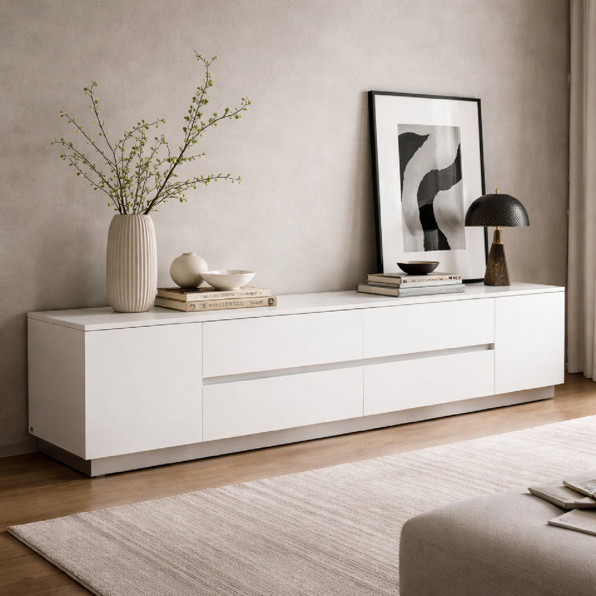 White Crocodile-Textured Sideboard | Oroa.com