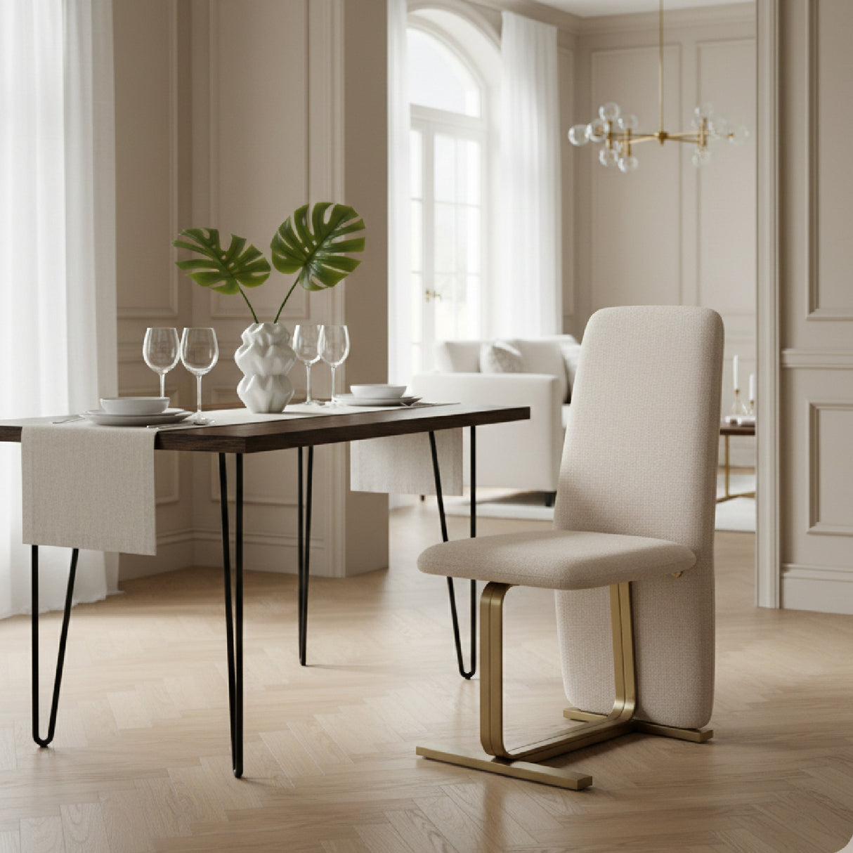 Linen Upholstered Dining Chair Set (2) | Oroa.com