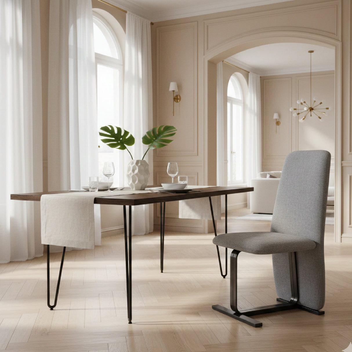 Linen Upholstered Dining Chair Set (2) | Oroa.com
