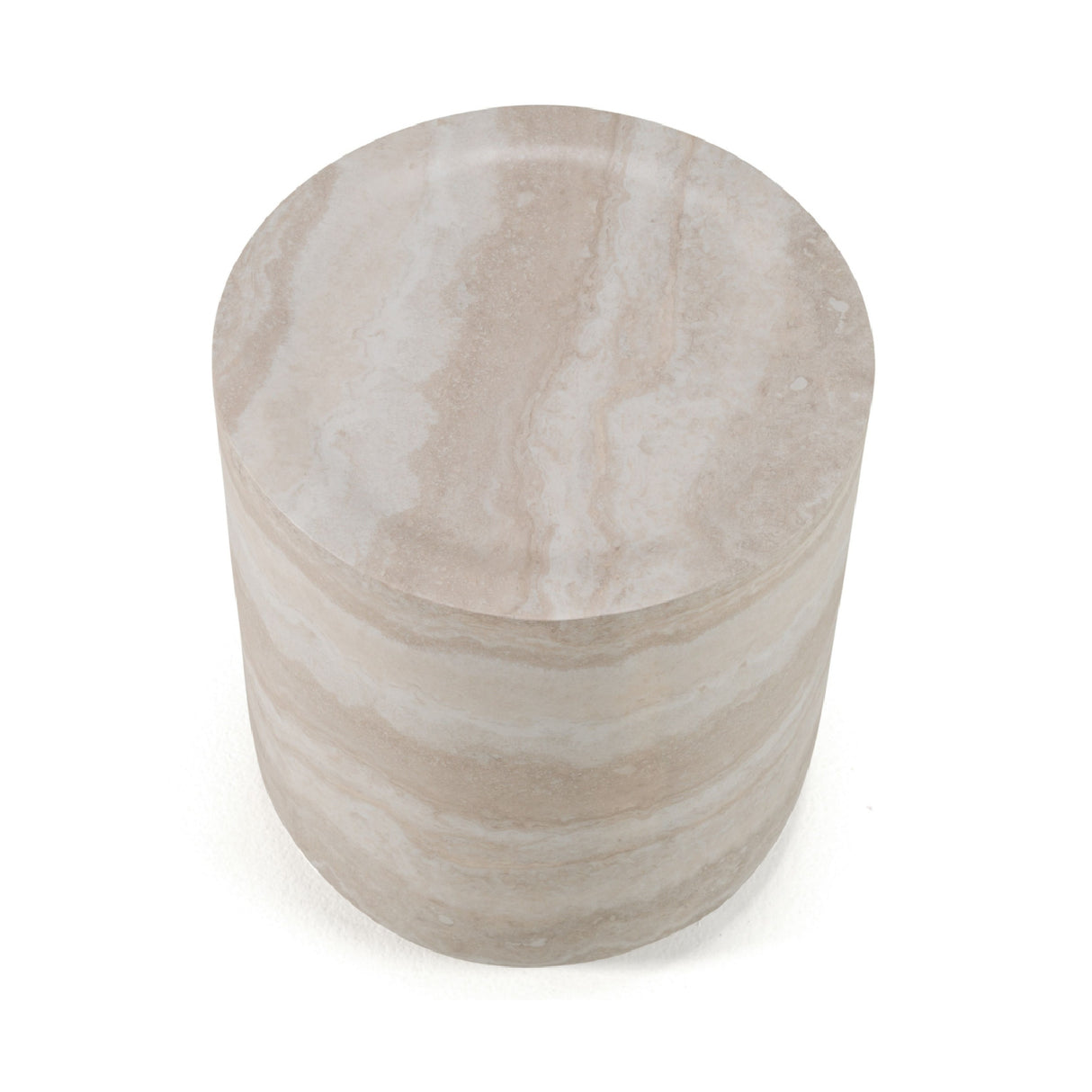 Round Travertine End Table | Oroa.com