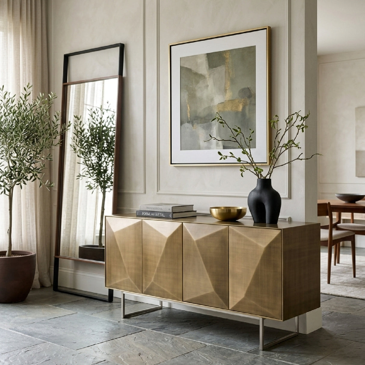 Faceted Antique Brass Sideboard | Oroa.com