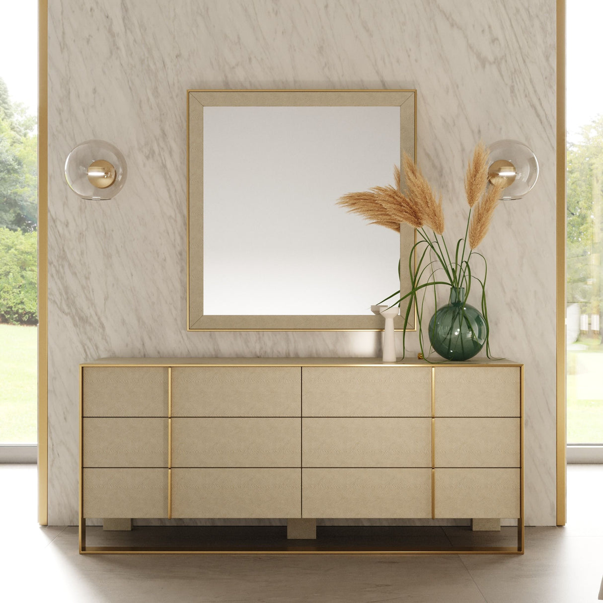 Beige Shagreen 6-Drawer Dresser | Oroa.com