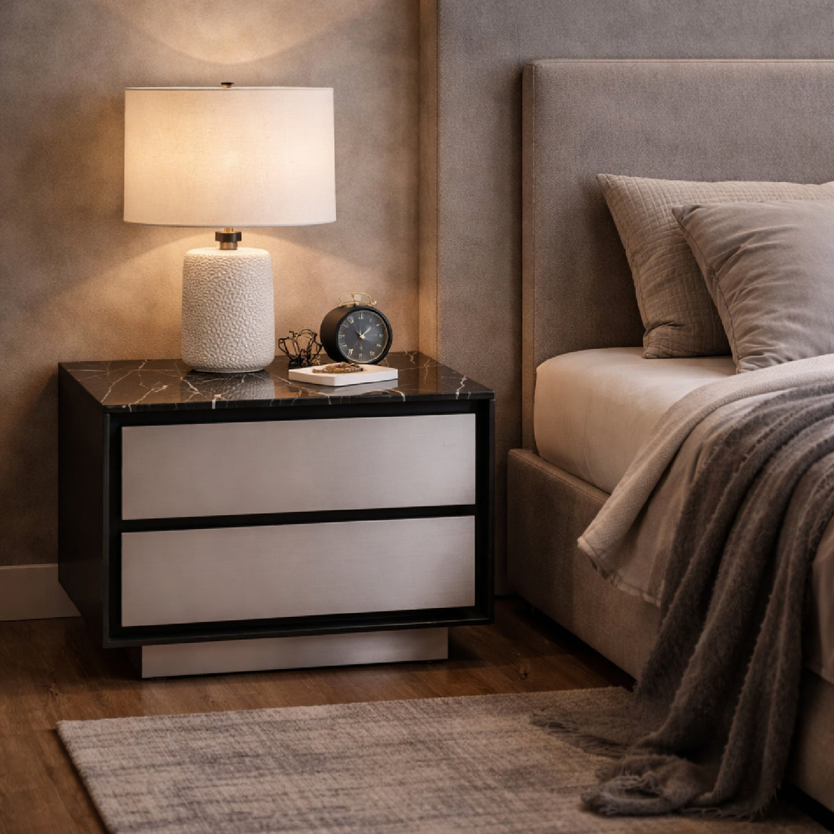 2-Drawer Aluminum Nightstand | Oroa.com