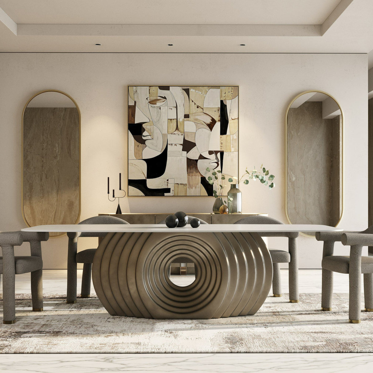 Bronze Fiberglass Base Dining Table | Oroa.com
