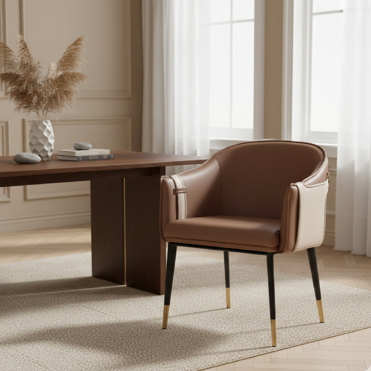 Two-Toned Vegan Leather Dining Chair | Oroa.com