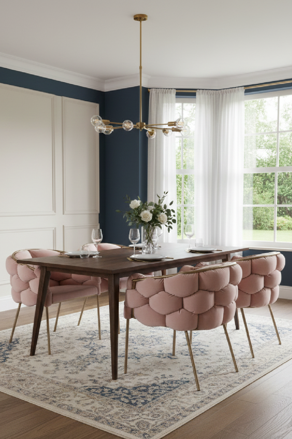 Hexagonal-Padded Pink Velvet Dining Chair | Oroa.com