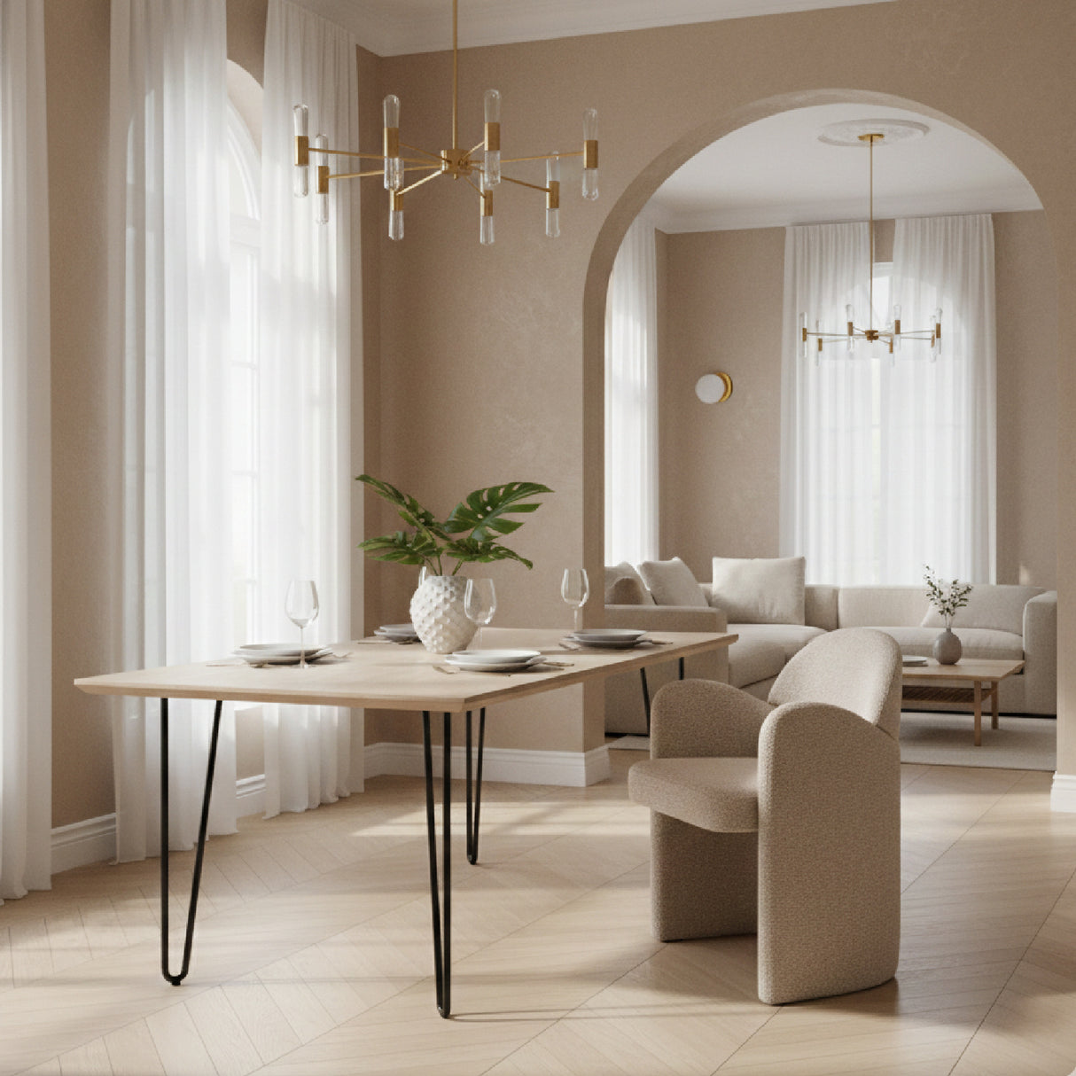 Beige Fabric Dining Chair | Oroa.com