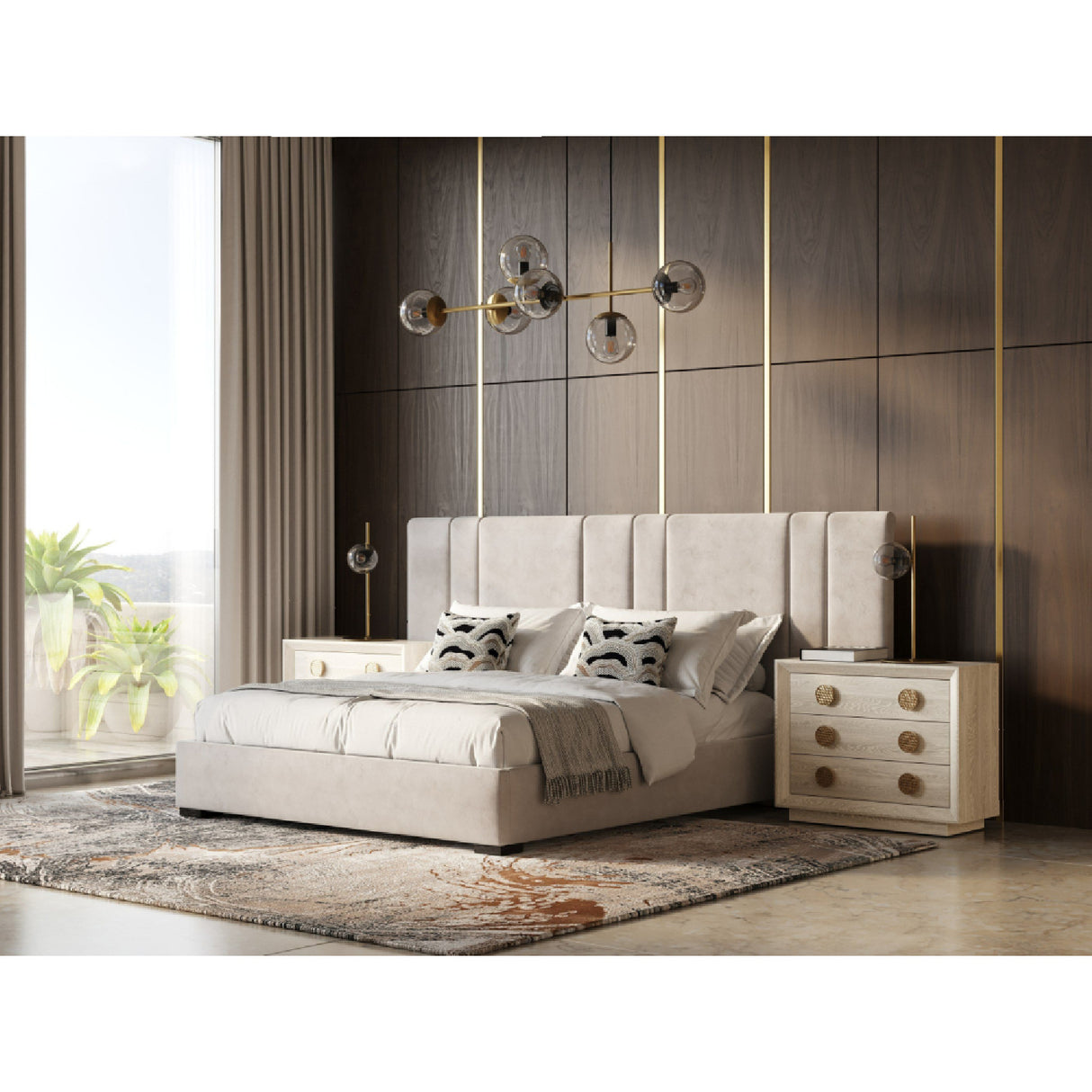 Beige Velvet Bed | Oroa.com