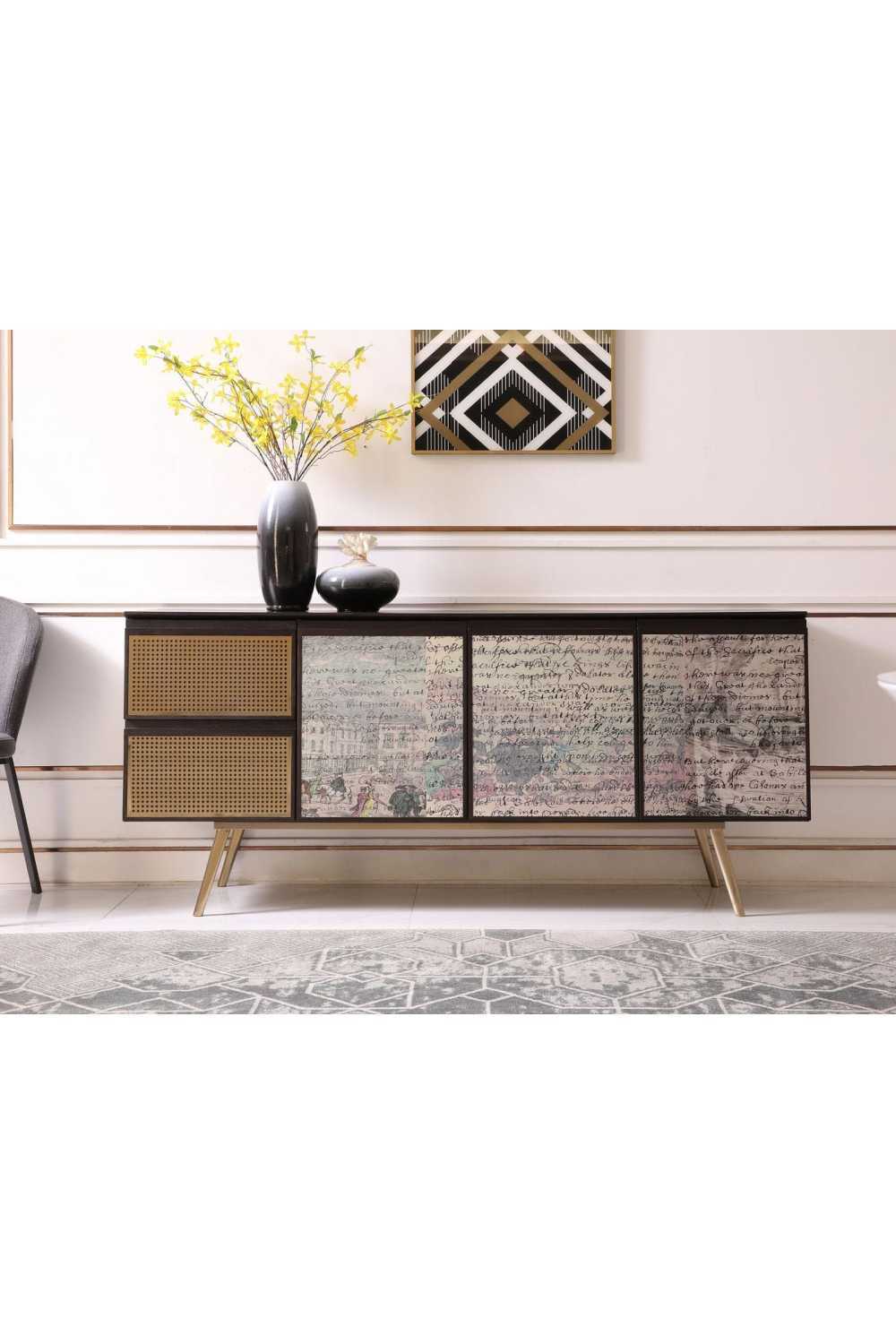Smoked Ash 3-Door Sideboard | Oroa.com