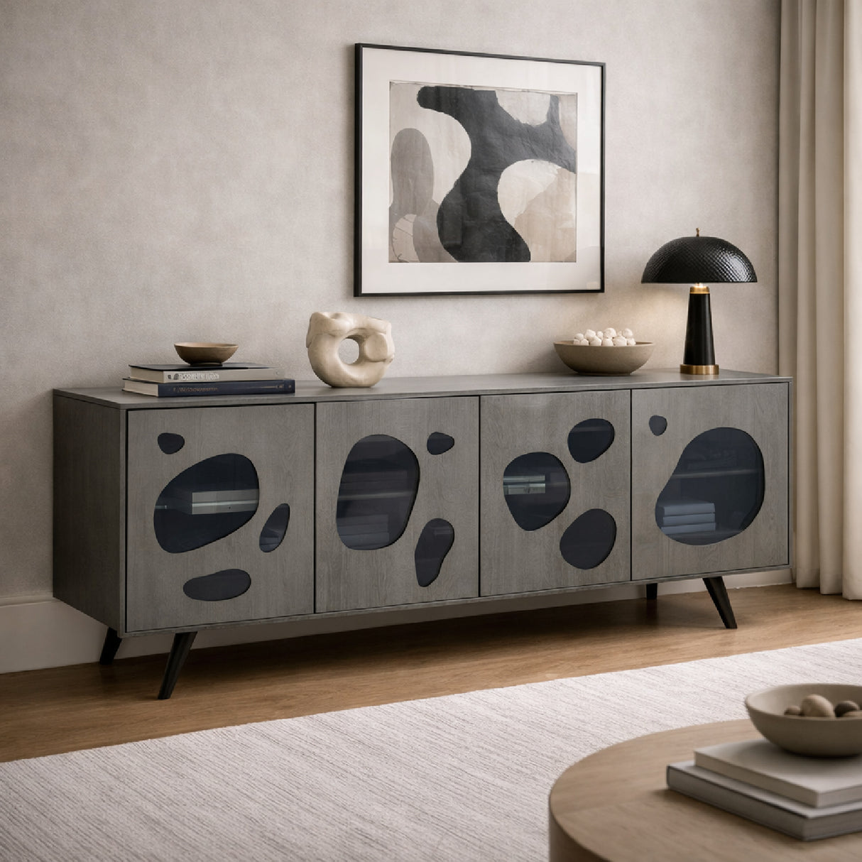 Matte Gray 4-Door Sideboard | Oroa.com