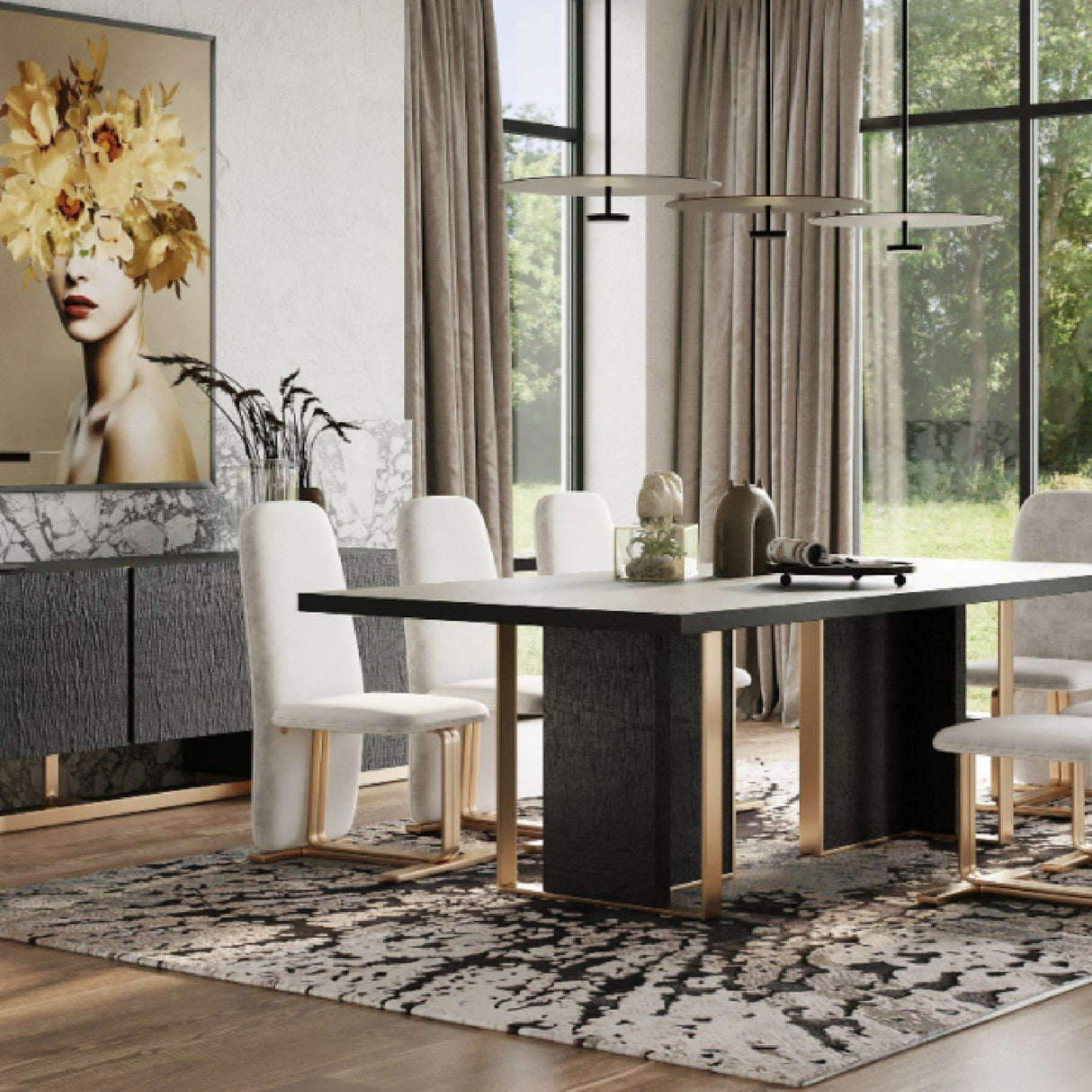 Black Ash Wood Dining Table | Oroa.com