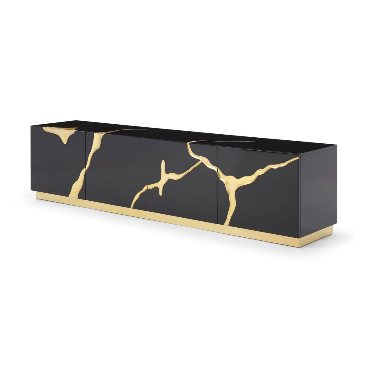 Black High Gloss & Gold TV Stand | Oroa.com