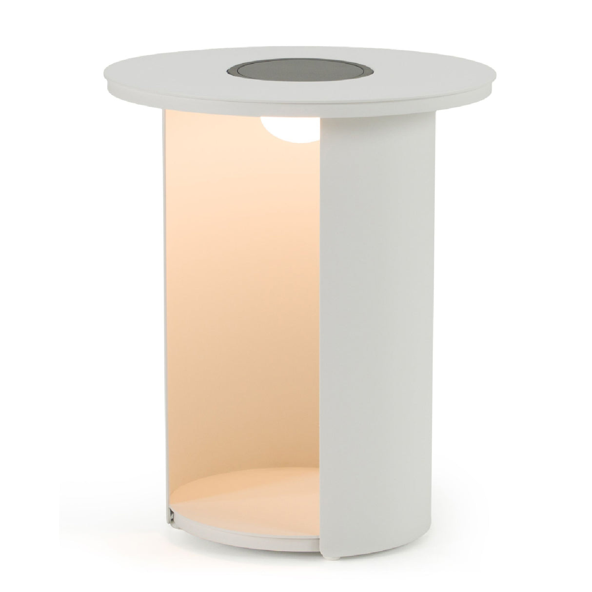 Outdoor White End Table with Solar Light S | Oroa.com