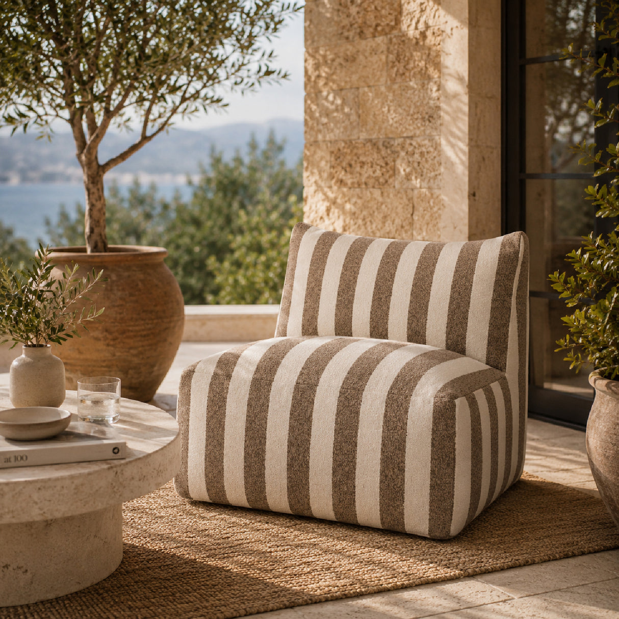 Brown Stripes Outdoor Corner Sofa | Oroa.com