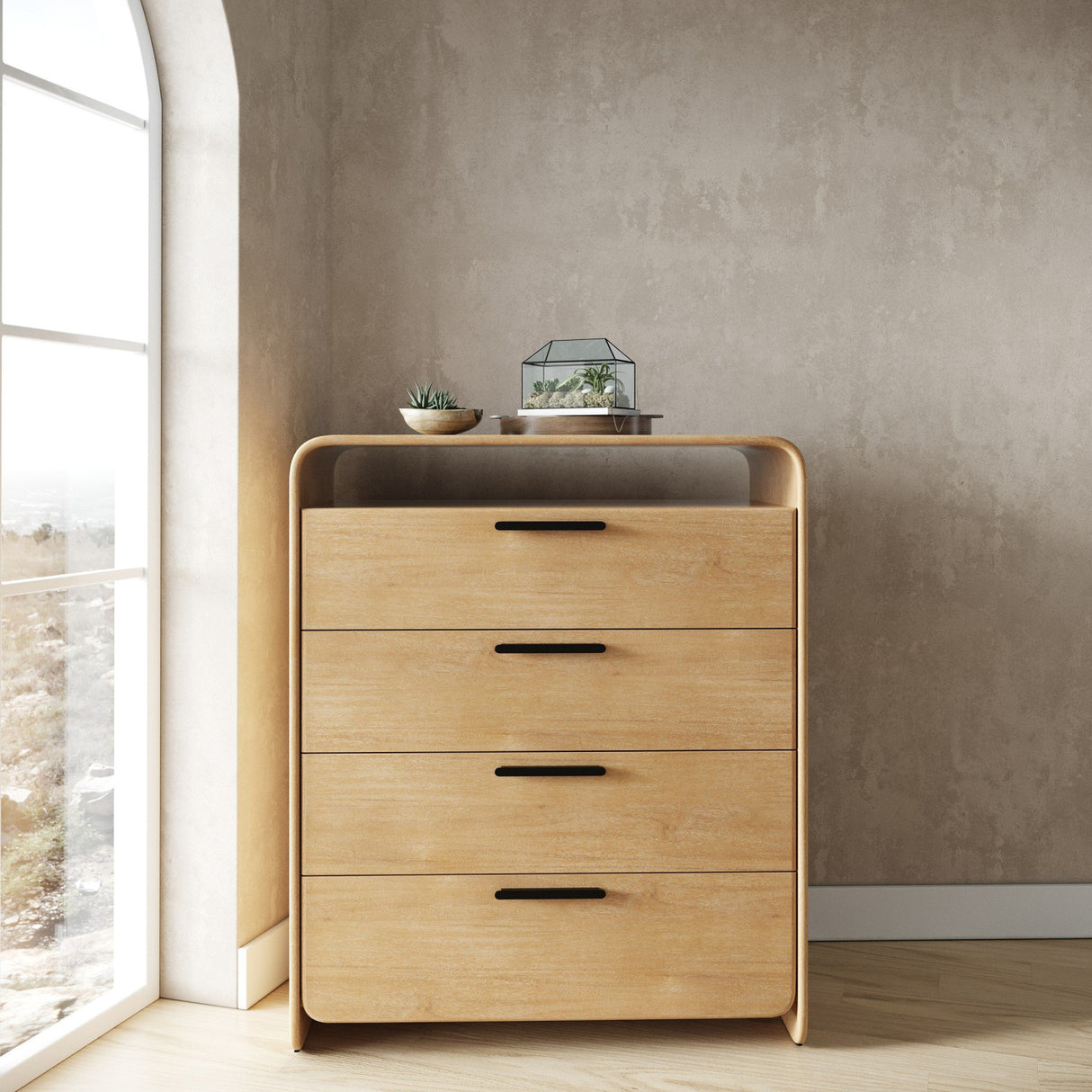 Natural Acacia 4-Drawer Chest | Oroa.com