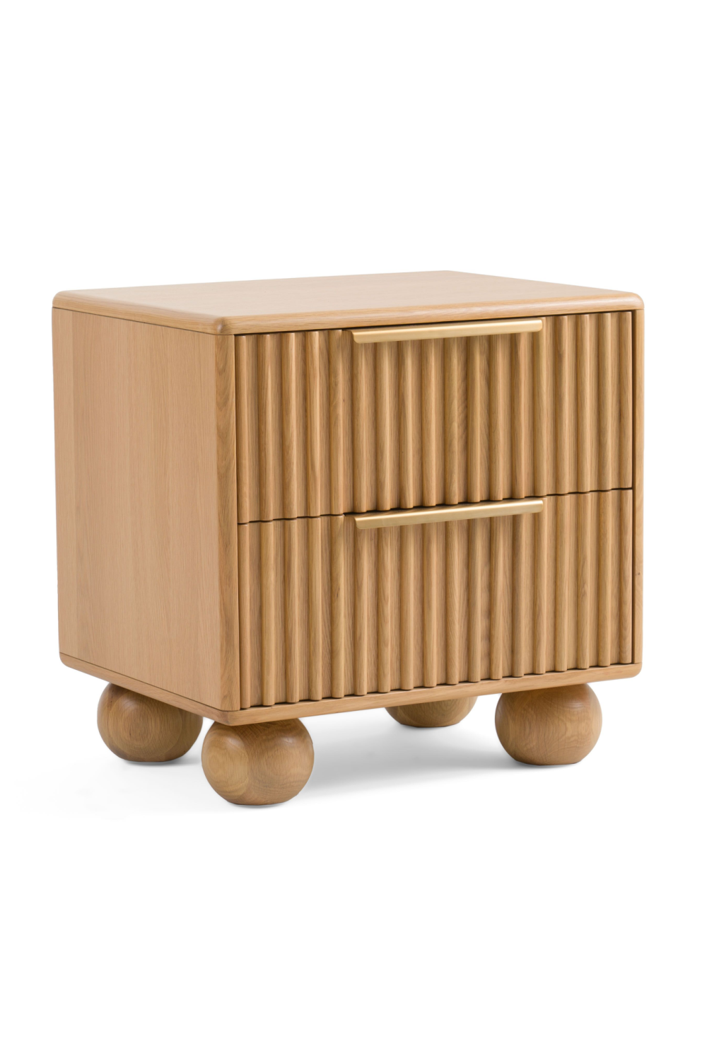 Fluted Oak 2-Drawer Nightstand | Oroa.com