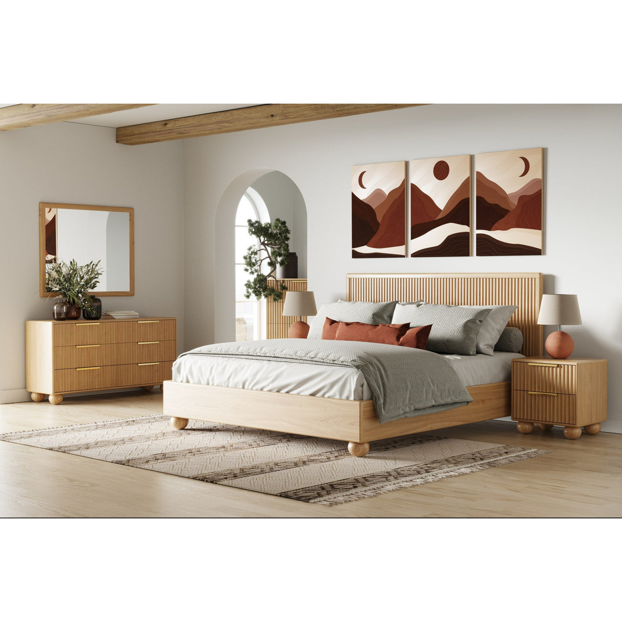 Fluted Oak 4-Drawer Chest | Oroa.com