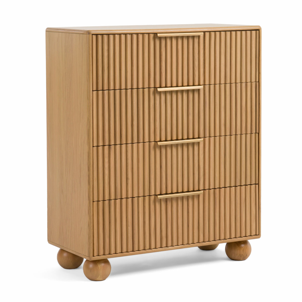 Fluted Oak 4-Drawer Chest | Oroa.com