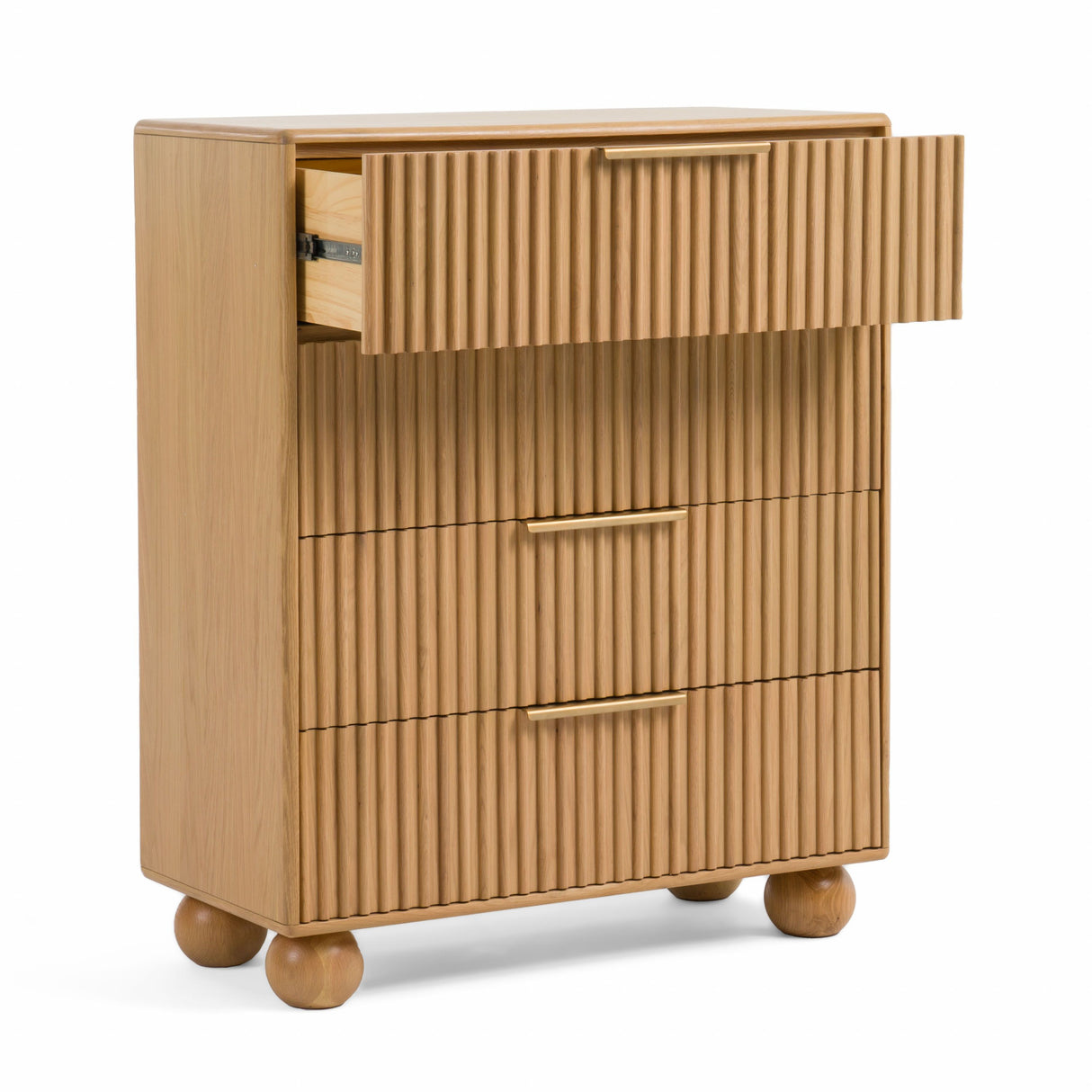 Fluted Oak 4-Drawer Chest | Oroa.com