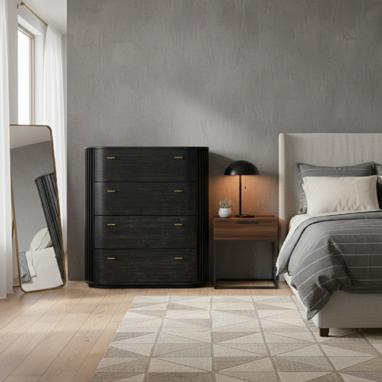 Black Acacia 4-Drawer Chest | Oroa.com