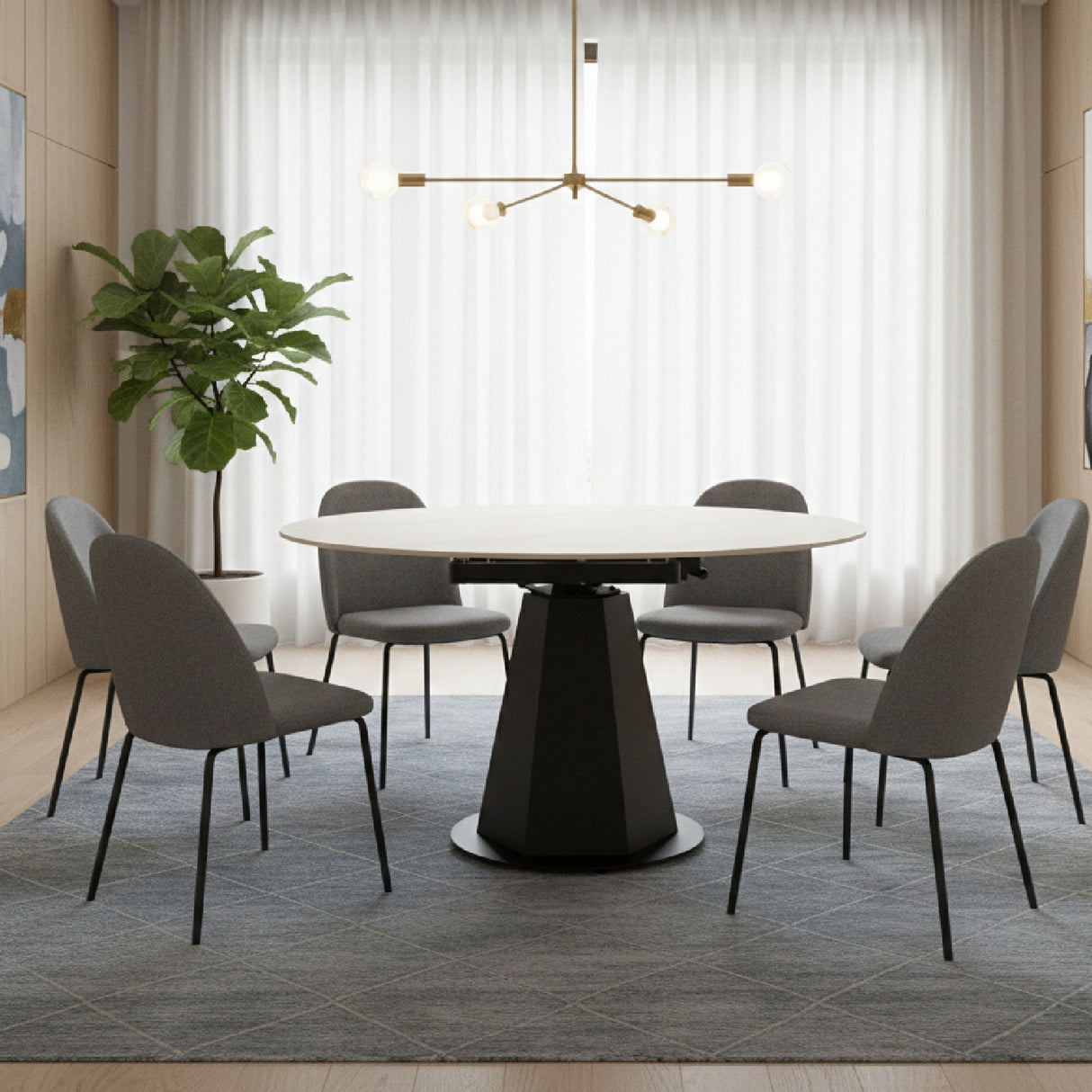 White Ceramic Extendable Dining Table | Oroa.com