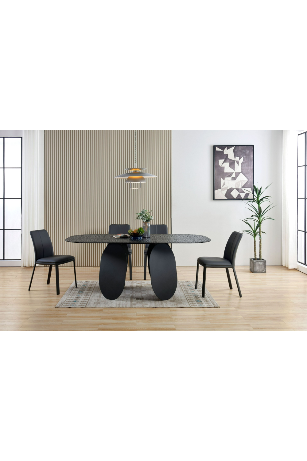 Hammered Gray Glass Dining Table | Oroa.com