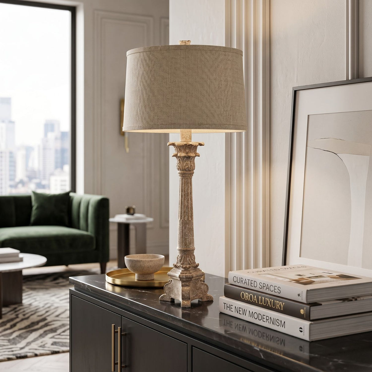 Modern European furniture - Beige Cotton Table Lamp - www.oroa.com | Oroa.com