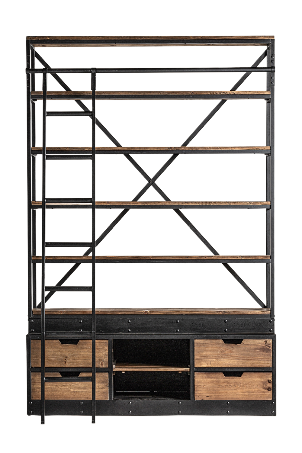 Iron Framed Bookcase with Ladder | Oroa.com