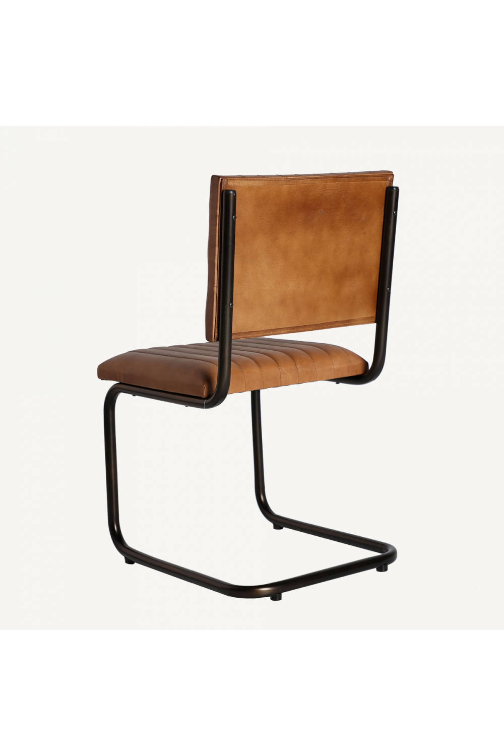 Brown Leather Cantilevered Dining Chair | Oroa.com