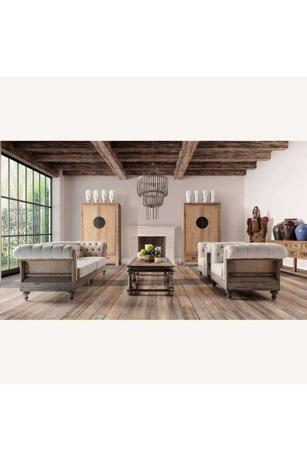 Beige Tufted Chesterfield Sofa | Oroa.com