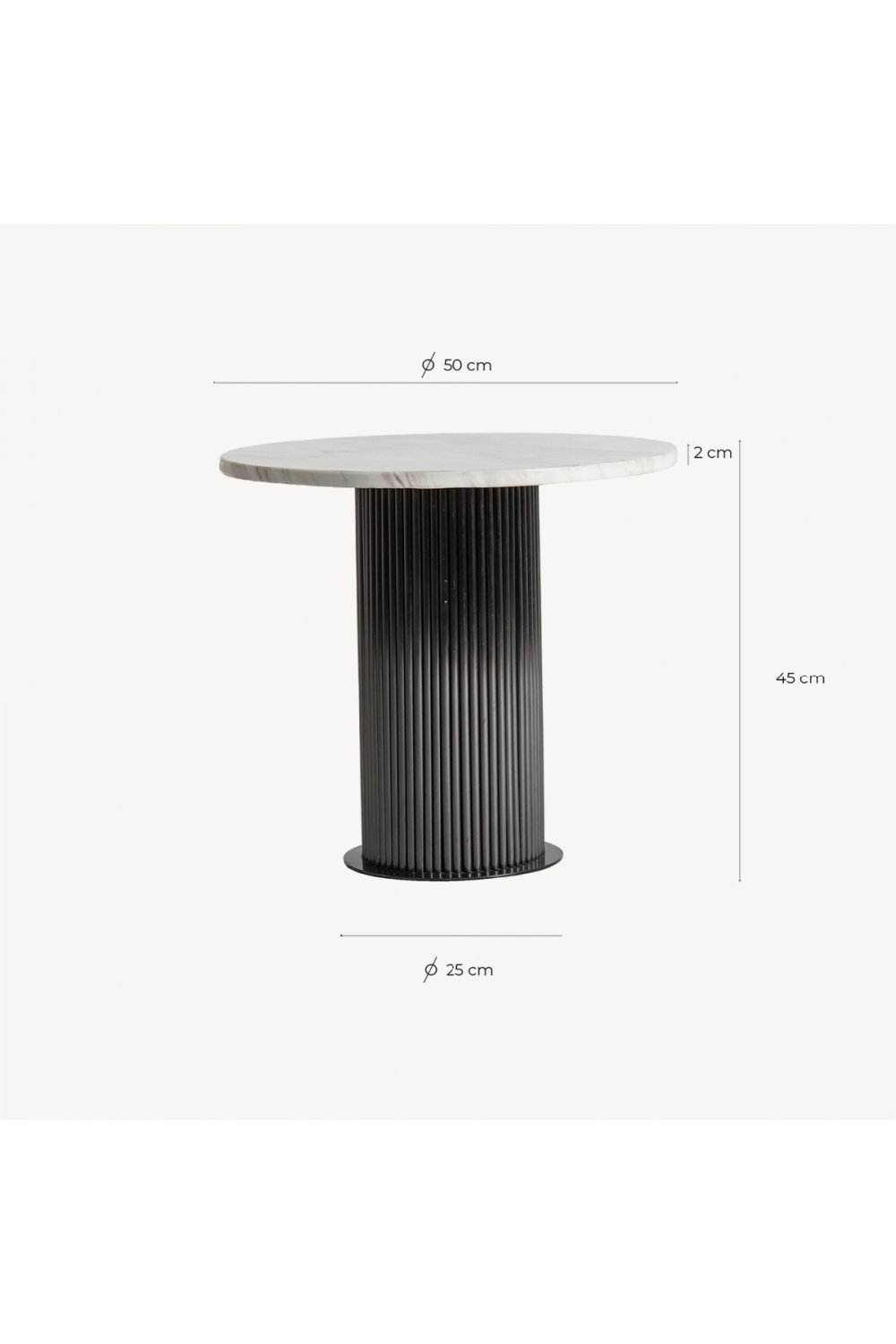 Black Fluted Pedestal Side Table | Oroa.com