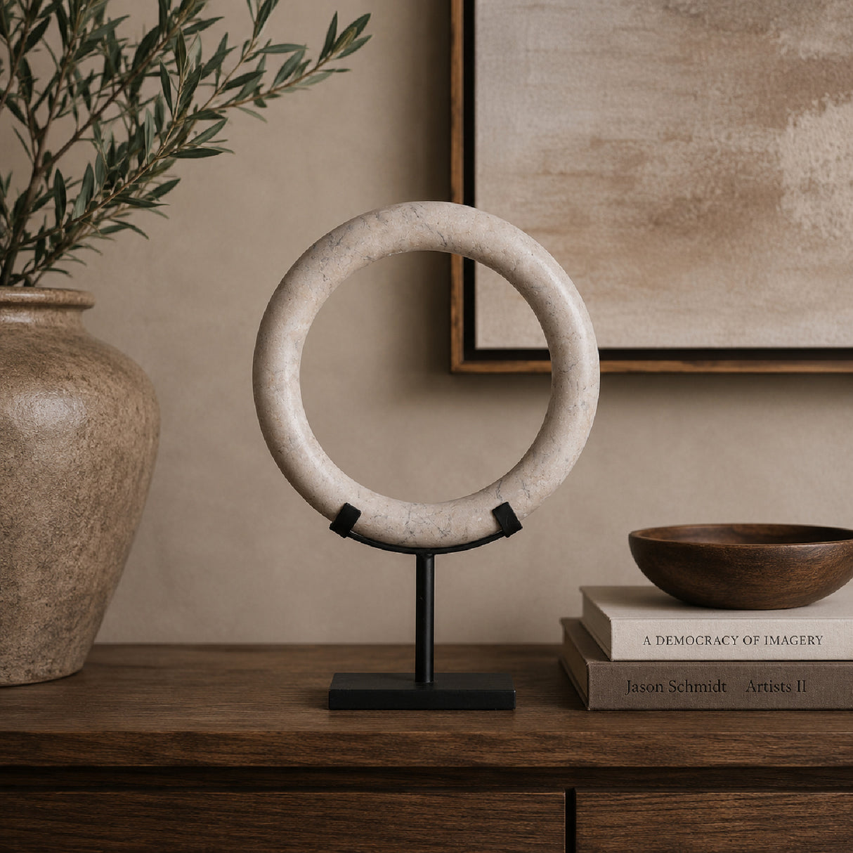 Modern European furniture - Round White Marble Decorative Object - www.oroa.com | Oroa.com