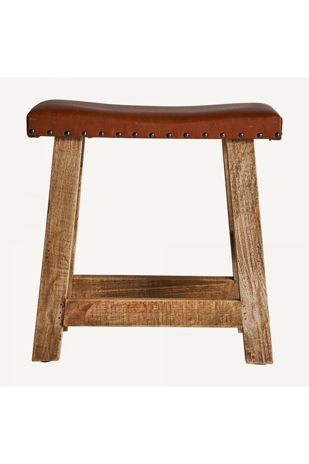 Brown Leather Seat Stool | Oroa.com