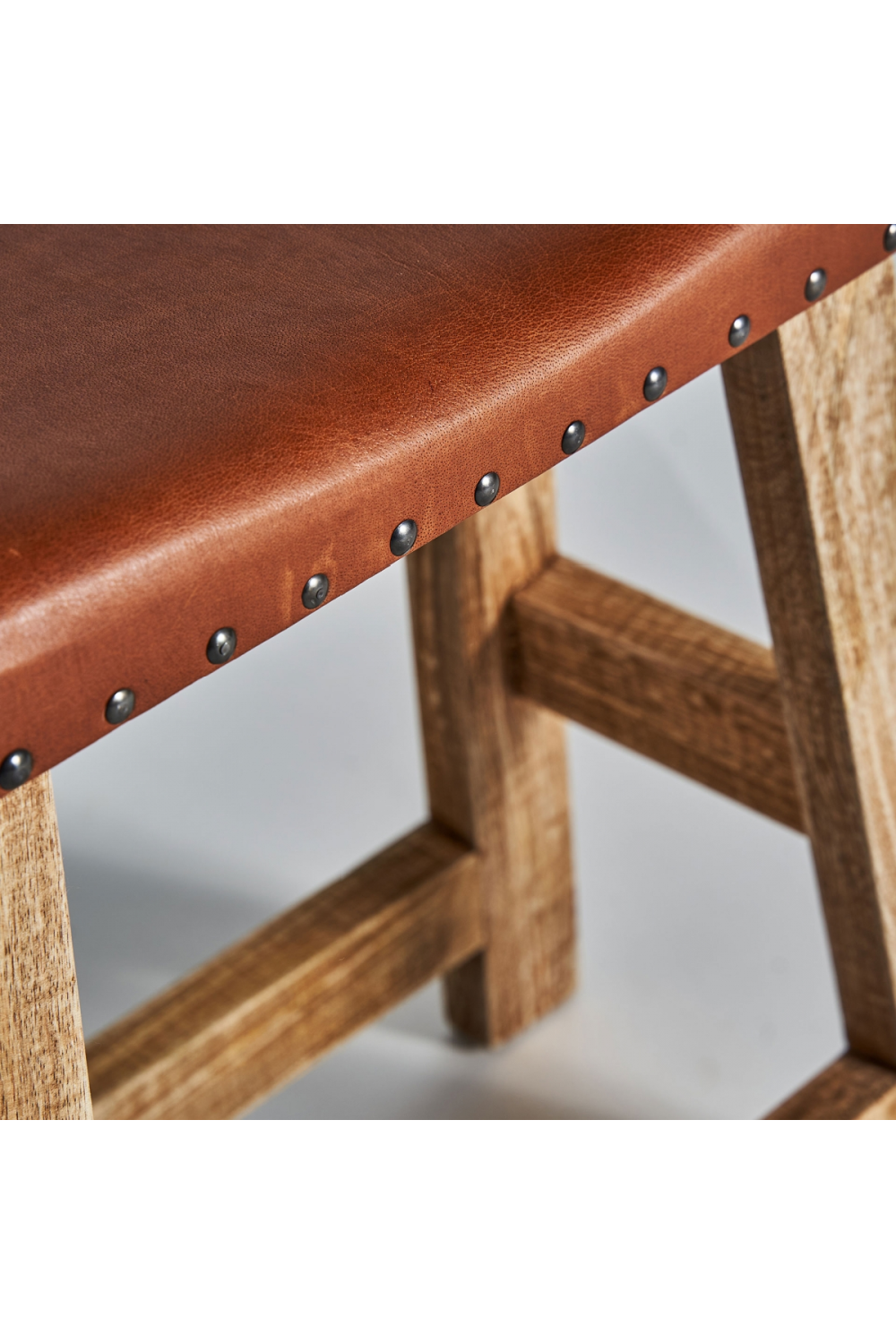 Brown Leather Seat Stool | Oroa.com