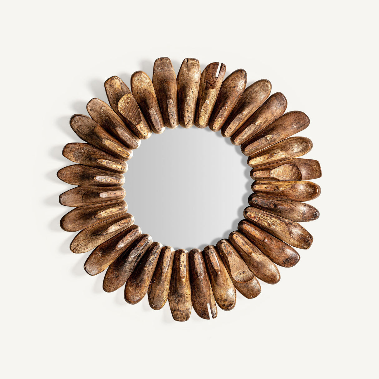 Mango Wood Round Mirror | Oroa.com