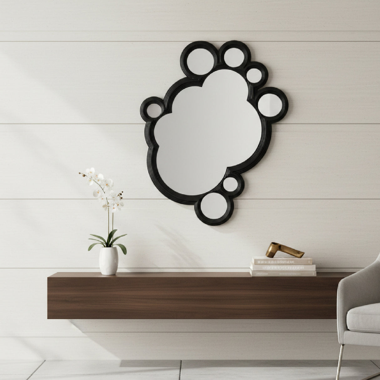 Black Wooden Contemporary Mirror | Oroa.com