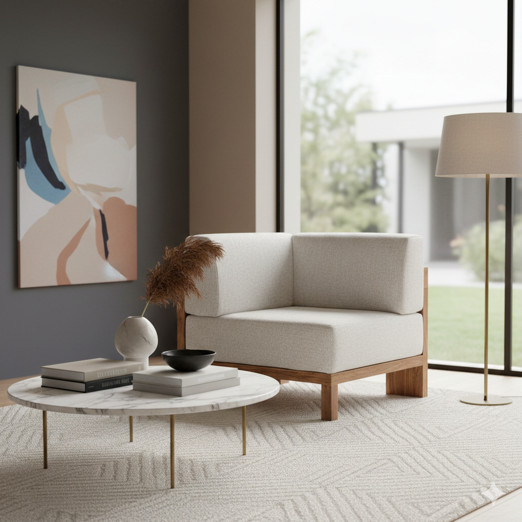 Modern furniture - Teak Framed Gray Sofa - www.oroa.com | Oroa.com