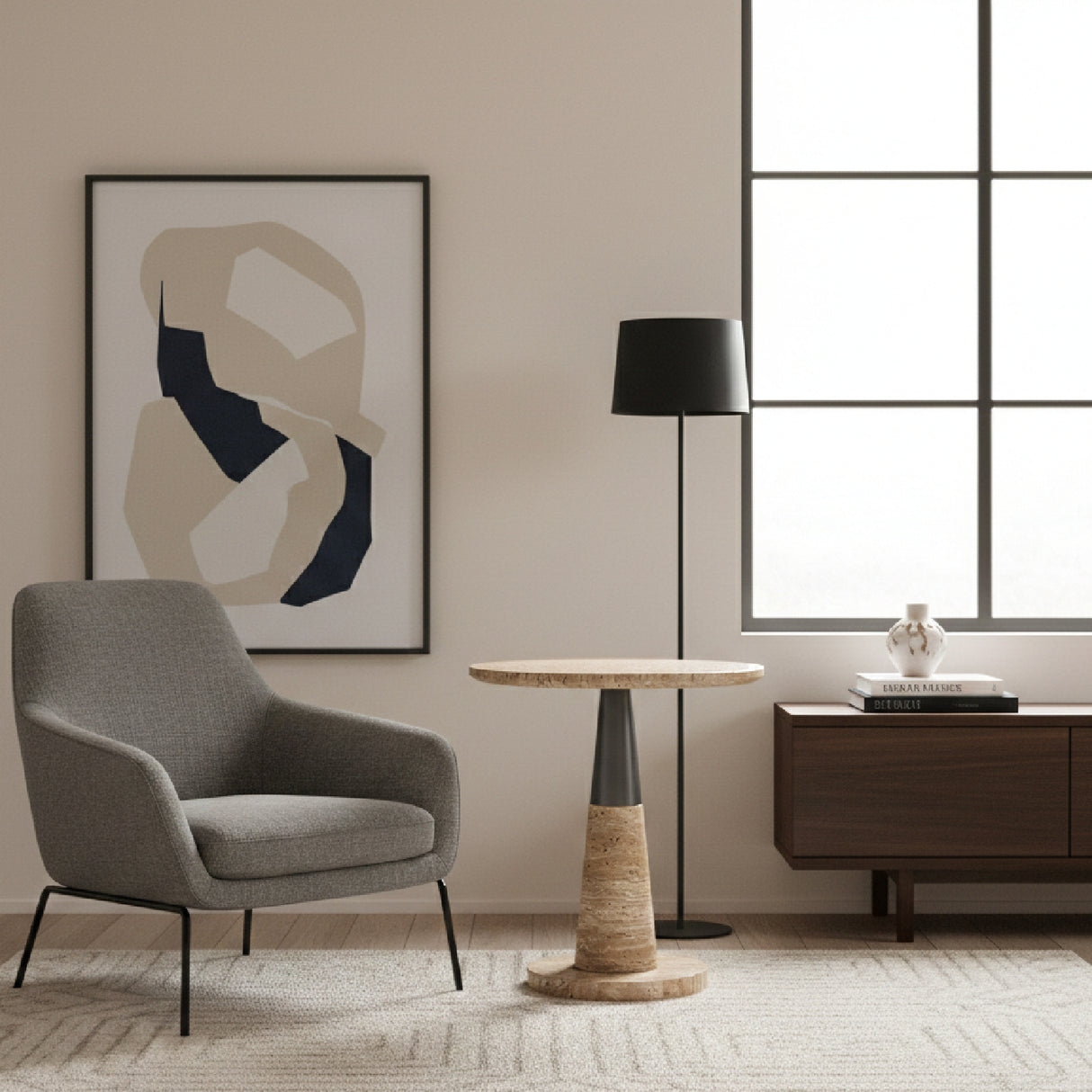 Round Brown Marble Side Table | Oroa.com