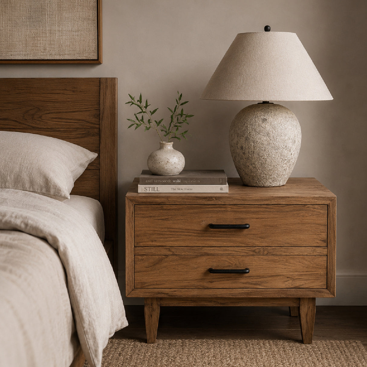 Modern European furniture - Natural Wood 2-Drawer Bedside Table - www.oroa.com | Oroa.com