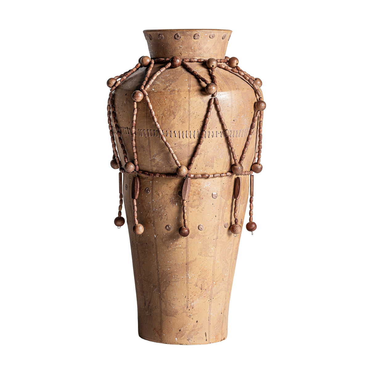 Modern European furniture - Beaded Brown Terracotta Vase - www.oroa.com | Oroa.com