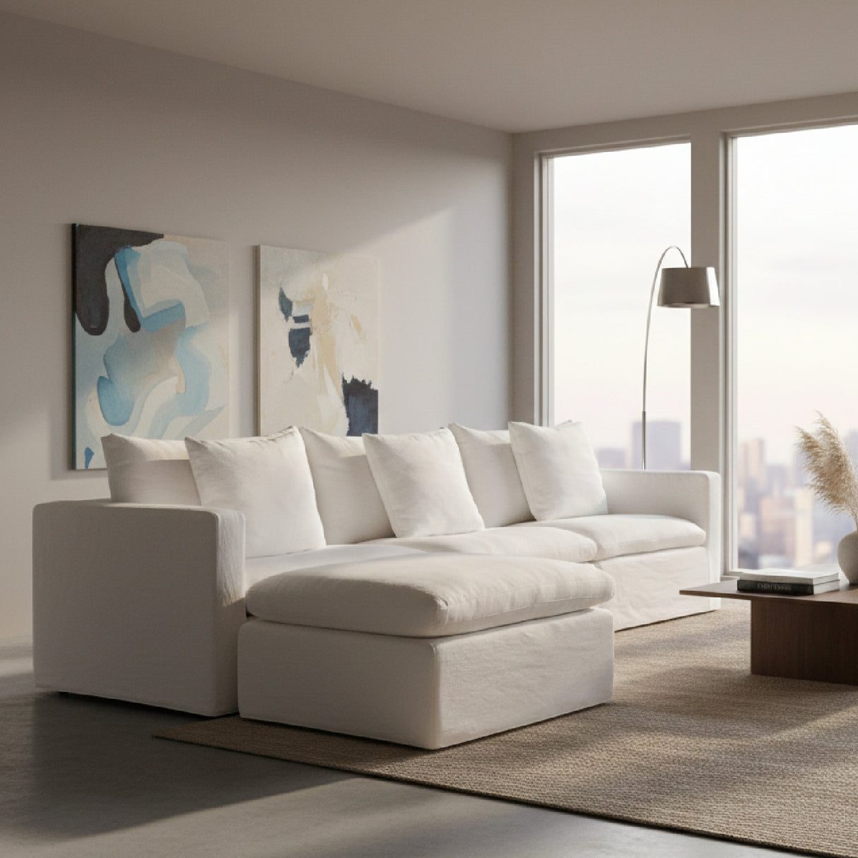 Modern furniture - White Linen Sofa - www.oroa.com | Oroa.com