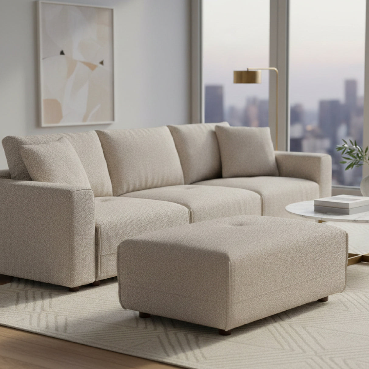 Modern furniture - Cream Upholstered Ottoman - www.oroa.com | Oroa.com