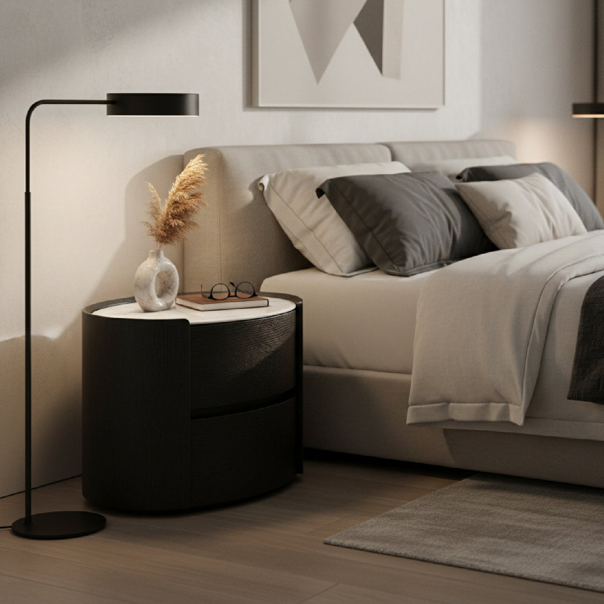 Black Oval Bedside Table | Oroa.com