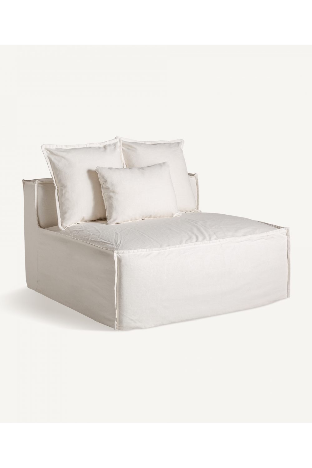 White Cotton Flanged Central Sofa | Oroa.com